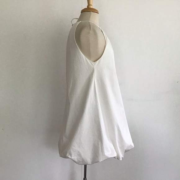 CINQ À SEPT Lined Cotton BLend White 
Alia Halter Neck Bubble Hem Minidress 8 - Picture 3 of 8